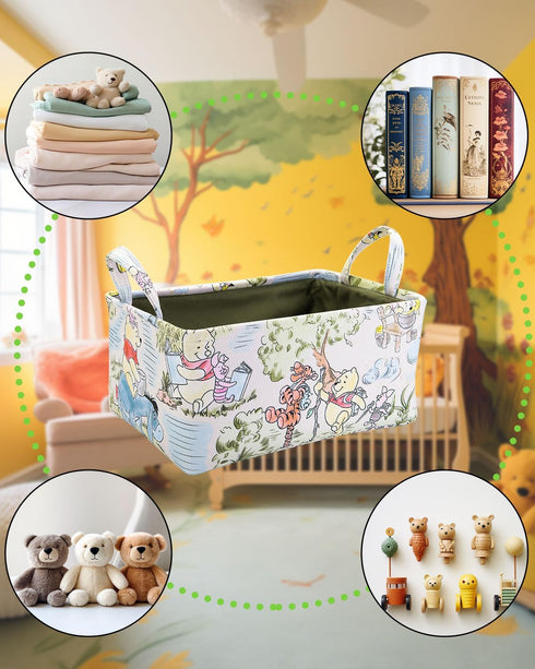 Winnie Storage Nursery Basket, Table Organizer for Books, Clothes, Toys, Pooh Nursery Decor, Baby Shower Gift