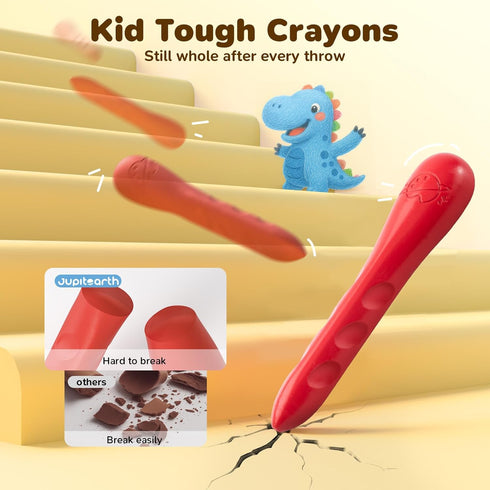 12 4-8 1-3, JUPITEARTH Colors Crayons for Kids Ages with Coloring Book & Bonus Stickers, Non-Toxic & Washable Triangle