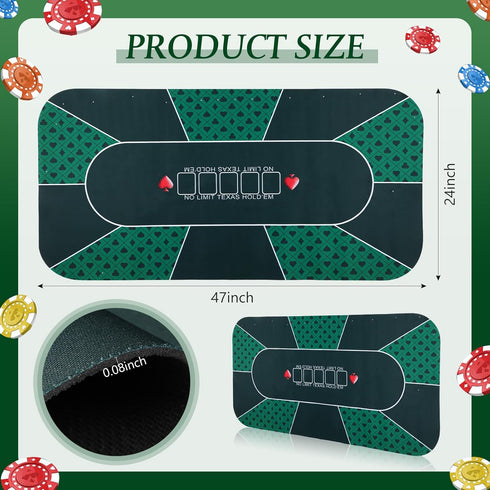 5-10 Kinlop Poker Mat Table Top with Storage Bag Portable Rubber Poker Table Cover Folding Texas for Players Layout