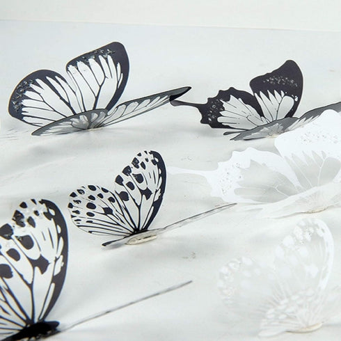 Butterfly Wall Stickers Decal - 36 PCS 3D Black and White Butterfly Stickers with Adhesive for Baby Kids Bedroom