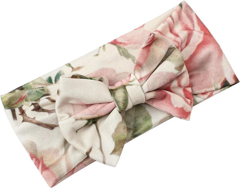 Galabloomer Newborn Receiving Blanket Headband Set, Vintage Flower Baby Flower Swaddle
