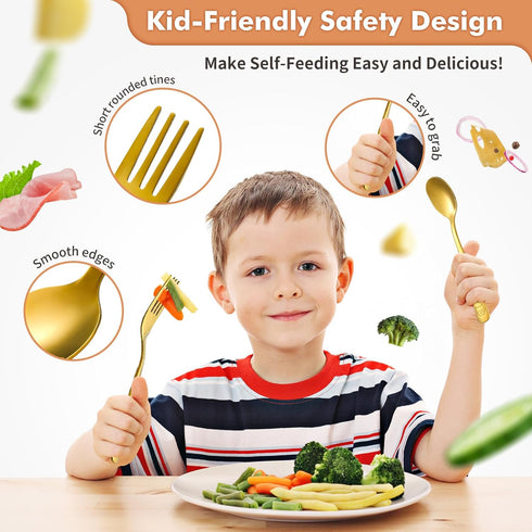 Stainless Steel Toddler Utensils Set, 12 Pieces Kids Silverware Set, Safe Food Grade Small Forks and Spoons, Dishwasher