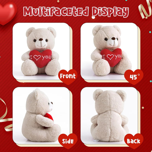 I Love You Teddy Bear for Girlfriend, Cute Stuffed Animals Plush Toys, 12 Inch Brown Bear for Mother's Day