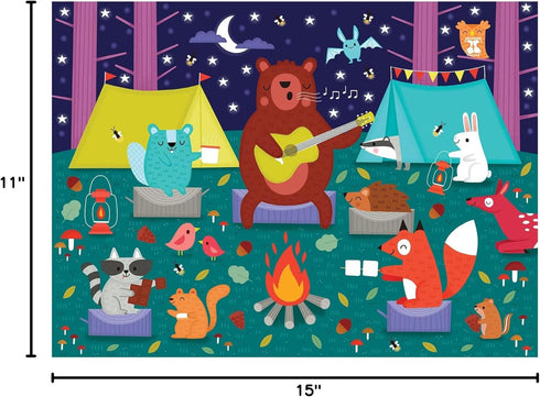 Campfire Friends Scratch and Sniff Puzzle from Mudpuppy – 60 Piece Jigsaw with 6 Shaped Pieces, 3 Campfire Scents