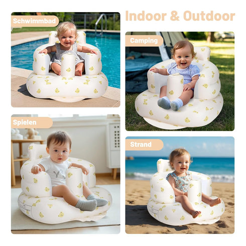 3 Summer AirSwim Inflatable Baby Seat, Inflatable Baby Chair for Babies Months and Up, Blow Up Chair with Built in Air