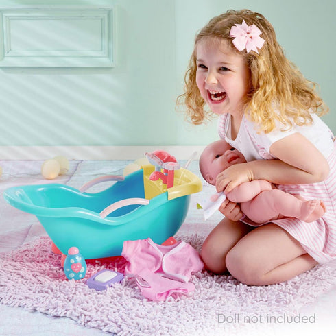 Set 16" 2+ JC Toys - for Keeps Playtime! | Baby Doll Real Working Bath | Fits Dolls up to | Shower and Faucet Really