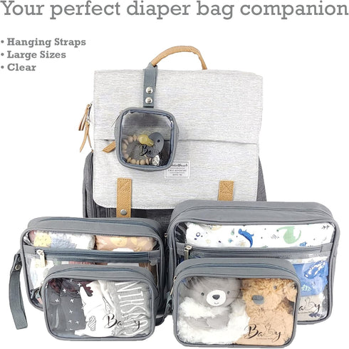 5 Set, Piece Diaper Bag Organizer Pouch Clear with Straps and Pacifier Case