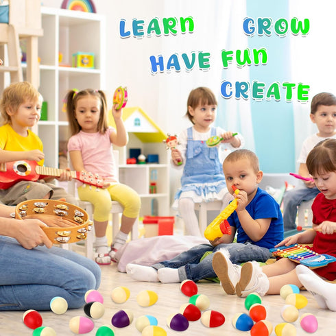 100 Yeshone Pieces Egg Shakers Bulk Musical Instruments Percussion Maracas Egg for Kids Toys Plastic Shaker