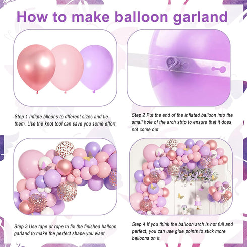 151PCS Pink Balloon Garland Arch Kit, Rose Gold White Pink and Purple Balloons for Birthday Party Decorations