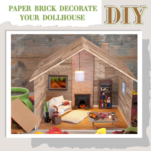 12 8.27 11.69 Inch Flutesan Pcs Miniature Dollhouse Wallpaper and Flooring Peel and Stick Mini DIY Self Adhesive