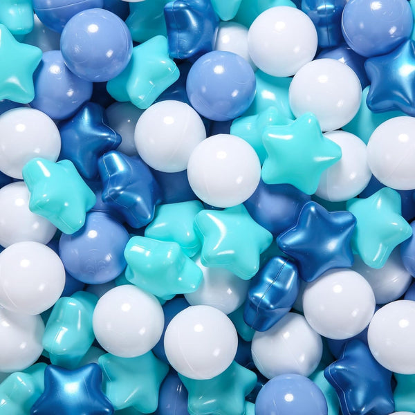 STARBOLO Ball Pit Balls - 200 Bulk Mixed Blue Stars, Crush Proof Plastic Children's Toy Balls for Birthday Party