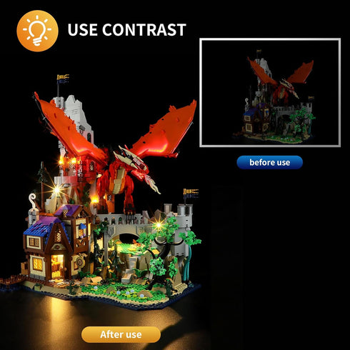 LED Light Kit for Lego 21348 Dungeons Dragons: Red Dragon's Tale Set, Compatible with Lego 21348 Model