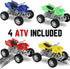 Auto Hauler Big Rig Toy Semi Truck Car Carrier 1:48 Scale with 4 ATVs Dirt Bike (Assorted Colors)