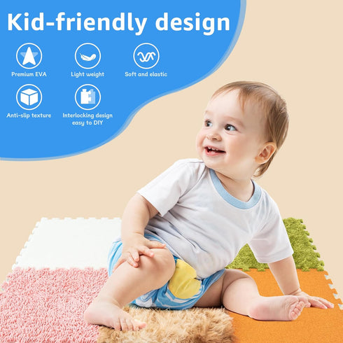 6-Pack 1cm 6 (3x2 Edusense Sensory Floor Tiles for Tactile Play, Autism Support & Baby Development | Thick Interlocking