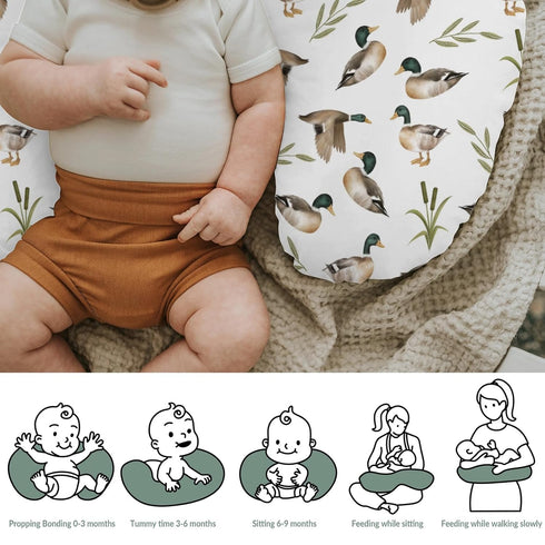 Mallard Duck Hunting Baby Nursing Pillow Covers for Boy Girl Wild Ducks Leaves Nursing Pillowcase for Breastfeeding