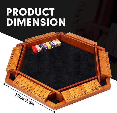 1-6 16 TooyBing Upgraded Players Shut The Box Dice Game, Wooden Board Table Family Game for Kids and Adults with Dice