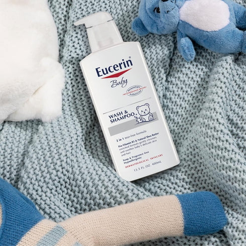 B5 13.5 Oz 3 pack Eucerin Baby Unscented Baby Shampoo and Body Wash, Hypoallergenic, Tear Free Shampoo and Wash