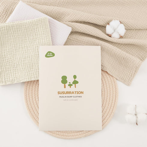 24x24 Inches 100% 4 7 Pack Susurration Muslin Burp Cloths Ultra Soft Cotton, or Baby Washcloths for Newborn, Absorbent