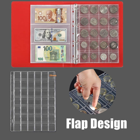 42 Pocket Coin Collection Pages for Collectors, 10 Sheets Coin Sleeves, Coin Collecting Supplies