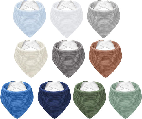 NISXABEBE Muslin Baby Bibs,Soft Triangular Baby Bandana Drool Bibs for Baby Boy Girl,Solid