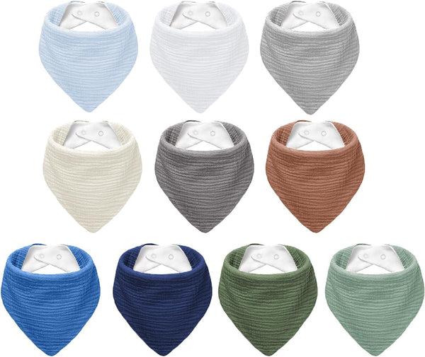 NISXABEBE Muslin Baby Bibs,Soft Triangular Baby Bandana Drool Bibs for Baby Boy Girl,Solid
