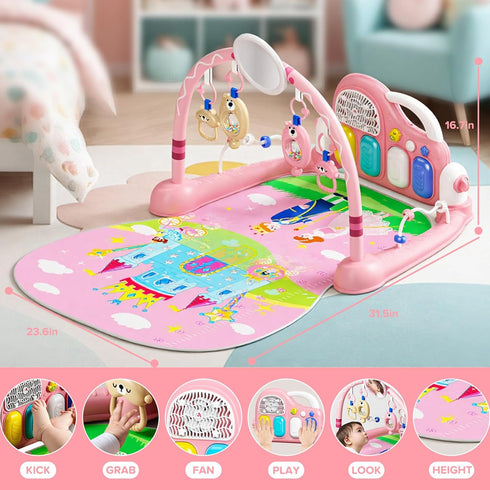 Tummy 0 3 6 9 12 Baby Play Mat Kick and Play Piano GymBaby Floor Play Gym Time MatBaby Activity Mat with Music Lightsat