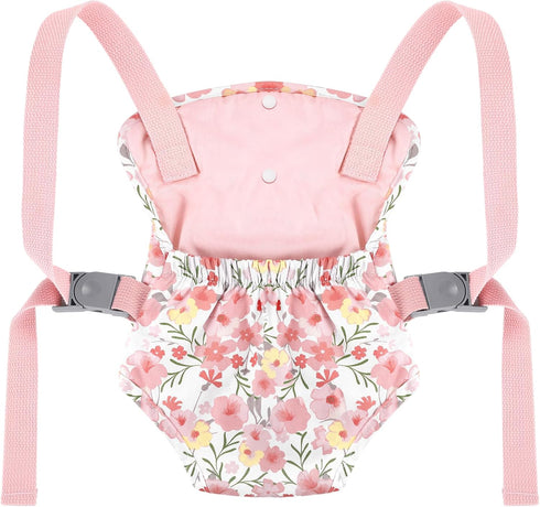 GAGAKU Baby Doll Carrier for Little Girls, Reborn Baby Doll Carrier for Toddlers 1-3 Years Old - Pink Rose of Sharon