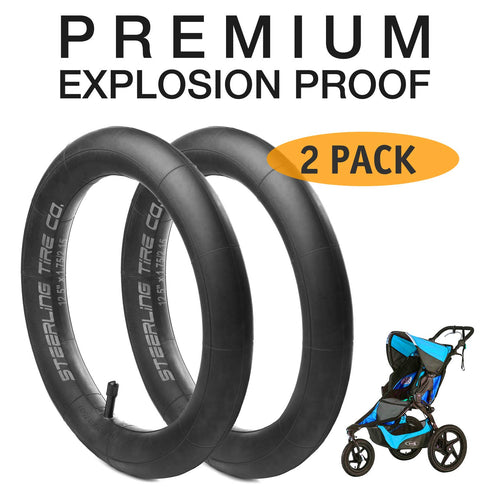 Premium 12.5'' x 1.75/2.25 Explosion Proof Front Inner Tire Tube for BOB Revolution Strollers, 2 Pack, Steerling Tire