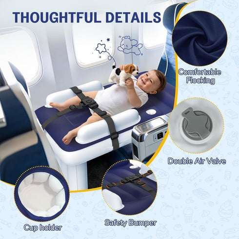 Toddler Airplane Bed - Inflatable Airplane Bed for Toddlers, Blow Up Air Mattress for Kids, Travel Baby Mattress Plane