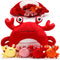 DoubleFill 5 Pcs Crab Stuffed Animal Plush Toys Crab Mom with 4