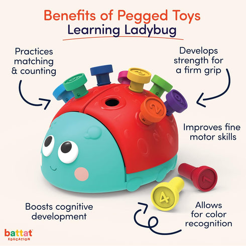 Battat Education Fine Motor Peg Toy for Toddlers, Montessori Educational Developmental Toy - Learning Ladybug