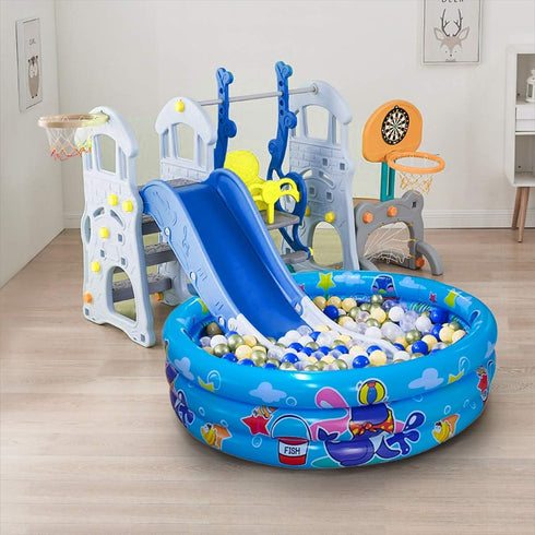 3 48X12Kids Swimming Rings Kiddie Pool for Toddler, Pool, Inflatable Baby Ball Pit Pool, Small Infant Pool (Blue)