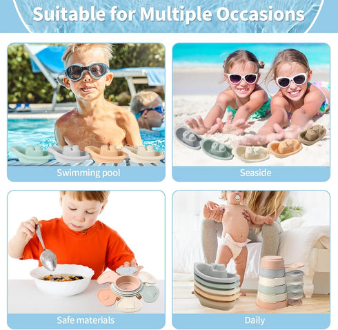KODGEUSM Spoon,11 1-3 6-12-18 1 2 3 4 Bath Toys Floating Boats Train with Bathing Pcs Water Table Toys Mold Free Baby