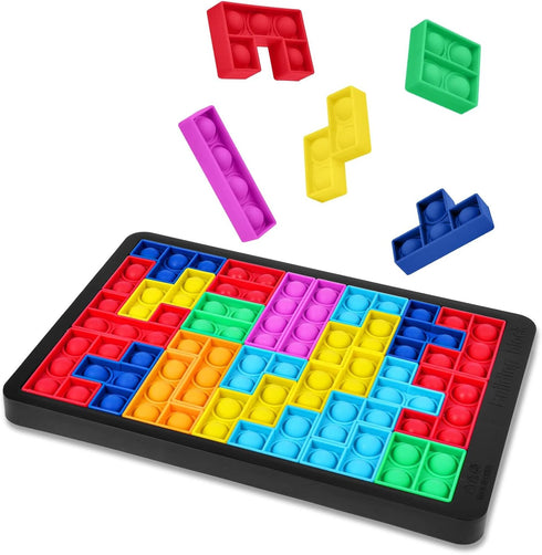 Ainiv Pop Puzzle Popper Fidget Game, Push Pop Brain Teasers Toy, Silicone Jigsaw Building Blocks Game Board