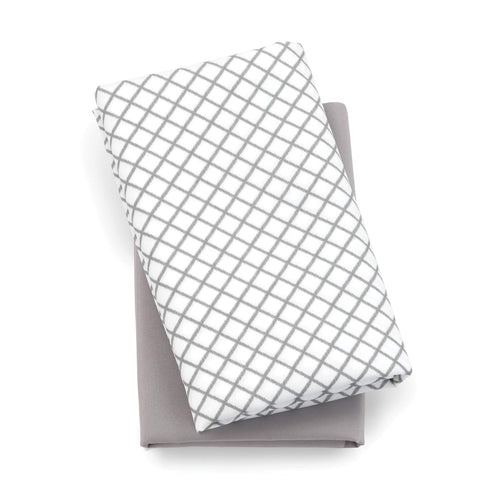 Chicco Lullaby Playard Sheets, Grey Diamond 2-Pack, Grey/White