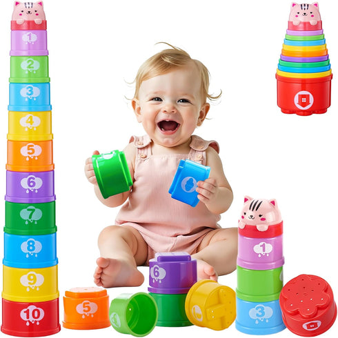 WEEJOYGAM Baby Stacking Cups, Nesting Stacking Toys for Toddlers 1-3, Infant Easter