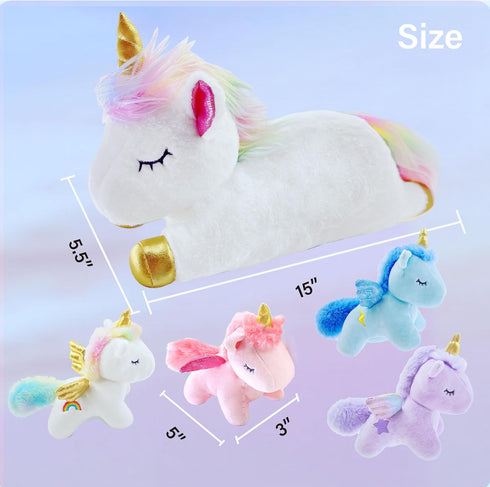 Mommy 4 Tummy,Kawaii Unicorn Stuffed Animal,Cute Unicorn Stuffed Animal with Baby Unicorns Plush in Unicorn Plush Toy