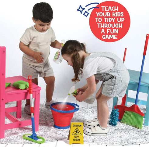 Play22 Set 12 Set Set Kids Cleaning Piece - Toy Cleaning Includes Broom, Mop, Brush, Dust Pan, Duster, Sponge, Clothes
