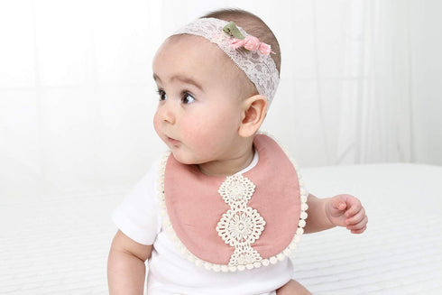GZMM Baby Bib for Girls, Reversible Waterproof Handmade Natural Cotton Baby Drool Bib, 0-12 Months, 3 Pack