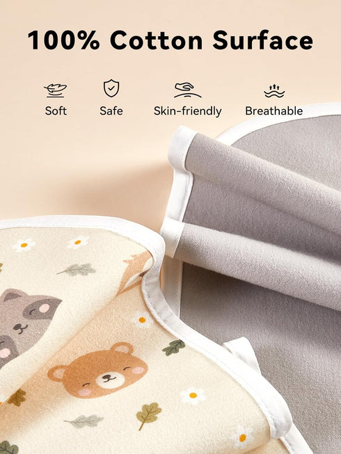 6 Pack, 100% TILLYOU Waterproof Changing Pad Liners Cotton Reusable Cloth Diaper Liners, Pet