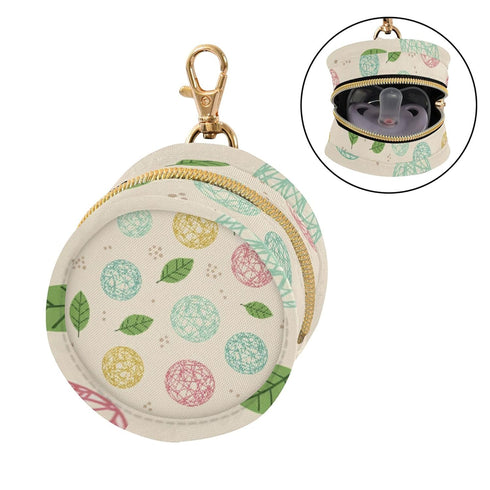 PYBUG Knitted Ball Round Pacifier Storage Case, Polyester & TPU Lined with Hook Buckle, Pacifier Container Box
