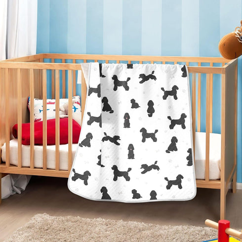 KICPOAY Medium Poodle Black Baby Swaddle Blanket for Boys and Girls, Muslin Baby Receiving Swaddle Blanket, Soft Cotton