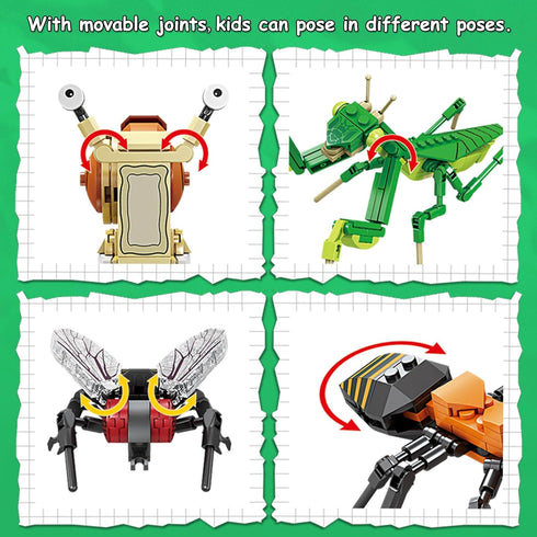 Set,Insect 8 8 KAZI Bugs Building Toy Collection Building Blocks Including Different Bug,STEM Toys for Kids Age