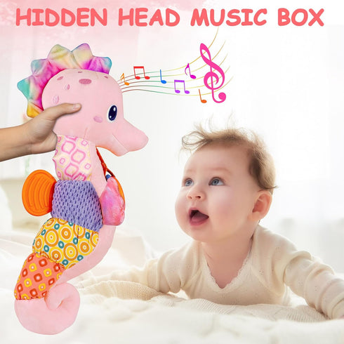 Baby Girl Toys 0-6 Months, Infant Musical Stuffed Animals with Bright Colors, Crinkle Sound Paper, Multi-Textures &