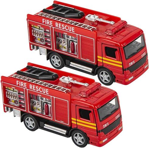 ArtCreativity Diecast Fire Truck Toy, Set of 2 Firetruck Toys 3-5 Years
