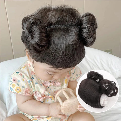 1 Pack Baby Wig Braid Hairband - Kids Baby Headband, Fake Bangs Hair Accessories (Black)