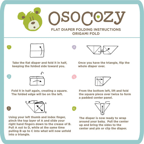 OsoCozy (6 Pack) 27 27 Inches, 100% Bleached Birdseye Flat Cloth Diapers - x One-Layer Flat Cloth Baby Nappies Made