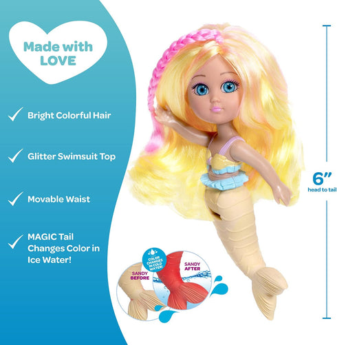 ADORA Water Wonder Mermaid Dolls, Color-Changing Tail in Cold Water, 7" Toy Baby Doll