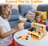 Counter Playset 3+ Wooden Pizza Toy, Wooden Pizza with Bake Oven, Montessori Pretend Play Toys, Play Food