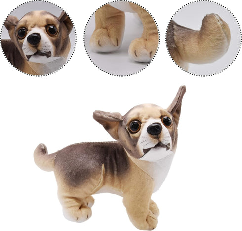 Lifelike Chihuahua Stuffed Animal, Animated Plush Puppy Toy, Super Realistic Dogs, Excellent Gifts for Kids Birthday